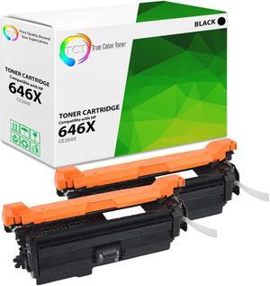 True Color Toner 646X Black Toner Cartridge 2 Pack - Premium Compatible Replacement for HP 646X CE264X Black High Yield Works With HP Color LaserJet Enterprise CM4540 MFP