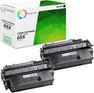 True Color Toner 05X Toner Cartridge 2 Pack- Premium Compatible Replacement for HP 05X CE505X Black High Yield Works With HP LaserJet P2030 P2035 P2035N P2050 P2055D P2055DN P2055X