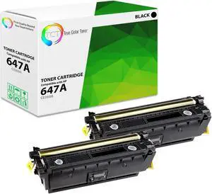 True Color Toner 647A Black Toner Cartridge 2 Pack - Premium Compatible Replacement for HP 647A CE260A Black Works With HP Color LaserJet CP4520 CP4025 CP4525