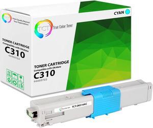 True Color Toner C310 Cyan Toner Cartridge - Premium Compatible Replacement for Okidata C310 44469703 Cyan Works With Okidata C310 C310DN C330DN C530dn MC361 MC561 MC562W