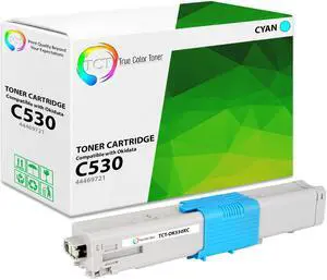 True Color Toner C530 Cyan Toner Cartridge - Premium Compatible Replacement for Okidata C530C 44469721 Cyan Works With Okidata C530 C510DN C530DN MC561DN