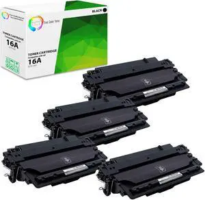 True Color Toner 16A Toner Cartridge 4 Pack - Premium Compatible Replacement for HP 16A Q7516A Black Works With HP Laserjet 5200 5200DTN 5200TN