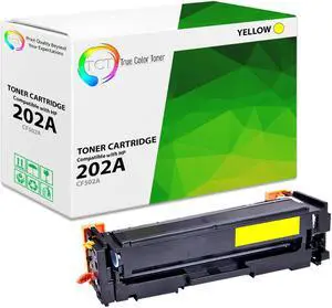 True Color Toner 202A Yellow Toner Cartridge - Premium Compatible Replacement for HP 202A CF502A Works With HP Color LaserJet Pro MFP M280NW M254DW M281FDW