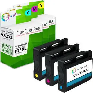 True Color Toner 932XL 933XL Color Ink Cartridge 3 Pack - Premium Compatible Replacement for HP 933XL 933 XL Works With HP OfficeJet 6100 7110 e 7610 7612