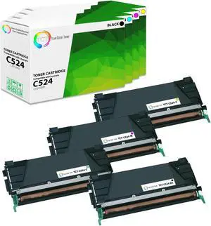 True Color Toner Premium Compatible Toner Cartridge Replacement for Lexmark C524 C5242KH C5242CH C5242MH C5242YH High Yield Works With Lexmark C520 C522 C530