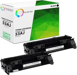 True Color Toner 53AJ Jumbo Toner Cartridge 2 Pack - Premium Compatible Replacement for HP 53AJ Q7553AJ Black Jumbo Yield Works With HP LaserJet P2014 P2015 P2015D