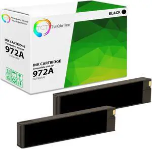 True Color Toner 972A Black Ink Cartridge 2 Pack - Premium Compatible Replacement for HP 972A F6T80AN Black Works With HP PageWide Pro 352dw 377dw 452dn 477dn 477dw 552dw 577z