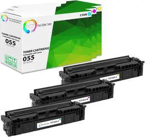 True Color Toner 055 Color Toner Cartridge 3 Pack - Premium Compatible Replacement for Canon 055 Works With Canon ImageClass MF740 LBP664Cdw