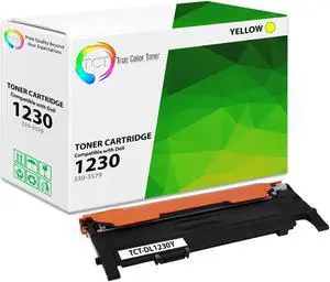 True Color Toner 1230 Yellow Toner Cartridge - Premium Compatible Replacement for Dell 330-3013 330-3579 M127K F479K Yellow Works With Dell 1230 1230C 1235CN