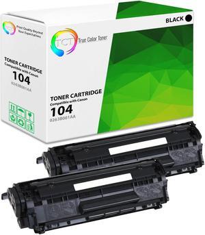 True Color Toner 104 Toner Cartridge 2 Pack - Premium Compatible Replacement for Canon 104 0263B001AA Black Works With Canon FaxPhone D420 D480 ImageClass MF4150 MF4270 MF4370DN
