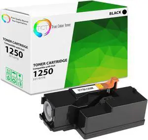 True Color Toner 1250 Black Toner Cartridge - Premium Compatible Replacement for Dell 331-0778 Black Works With Dell 1250 1350CNW 1355CN 1355CNW C1760NW C1765NF C1765NFW