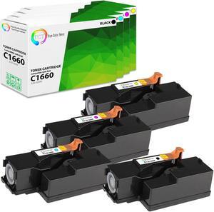 True Color Toner 1660 Toner Cartridge 4 Pack - Premium Compatible Replacement for Dell 332-0399 332-0400 332-0401 332-0402 Works With Dell C1660W