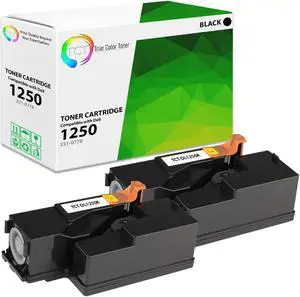 True Color Toner 1250 Black Toner Cartridge 2 Pack - Premium Compatible Replacement for Dell 331-0778 Black Works With Dell 1350CNW 1355CN C1760NW C1765NF