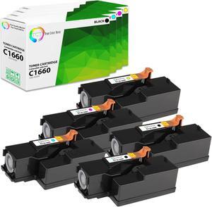 True Color Toner 1660 Toner Cartridge 5 Pack - Premium Compatible Replacement for Dell 332-0399 332-0400 332-0401 332-0402 Works With Dell C1660W