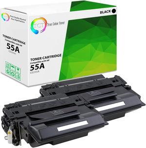 True Color Toner 55A Toner Cartridge 2 Pack - Premium Compatible Replacement for HP 55A CE255A Black Works With HP LaserJet P3011 P3015 P3016 MFP M525