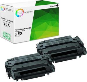 True Color Toner 55X Toner Cartridge 2 Pack - Premium Compatible Replacement for HP 55X CE255X Black High Yield Works With HP LaserJet P3011 P3015 P3016 MFP M525