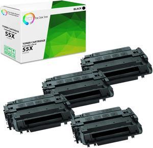 True Color Toner 55X Toner Cartridge 4 Pack - Premium Compatible Replacement for HP 55X CE255X Black High Yield Works With HP LaserJet P3011 P3015 P3016 MFP M525