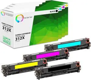True Color Toner 312X 312A Toner Cartridge 4 Pack - Premium Compatible Replacement for HP 312X 312A CF380X CF381A CF382A CF383A Works With HP Color LaserJet Pro MFP M476NW