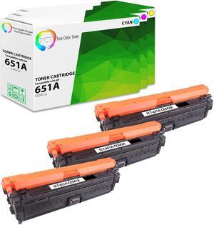 True Color Toner 651A Color Toner Cartridge 3 Pack - Premium Compatible Replacement for HP 651A CE341A CE342A CE343A Works With HP Color LaserJet Enterprise 700 MFP M775dn M775f M775z M775z+