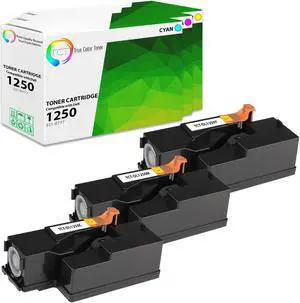 True Color Toner 1250 Color Toner Cartridge 3 Pack - Premium Compatible Replacement for Dell 1350CNW 1355CN C1760NW C1765NF