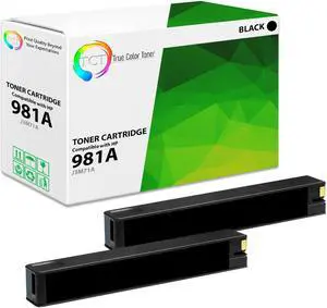 True Color Toner 981A Black Ink Cartridge 2 Pack - Premium Compatible Replacement for HP 981A J3M71A Black Works With HP PageWide Enterprise Color 556dn 556xh MFP 586z 586dn