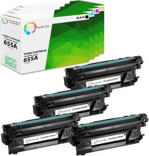 True Color Toner 655A Toner Cartridge 4 Pack - Premium Compatible Replacement for HP 655A CF450A CF451A CF453A CF452A Works With HP Color LaserJet Enterprise M652 M652 M653 M681