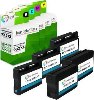 True Color Toner 932XL 933XL Ink Cartridge 5 Pack - Premium Compatible Replacement for HP 932XL 933XL Works With HP OfficeJet 6100 7110 e 7610 7612