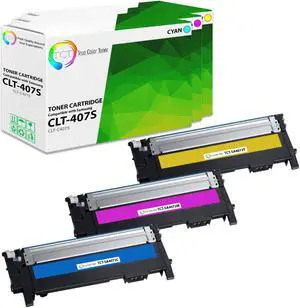 True Color Toner 407S Color Toner Cartridge 3 Pack - Premium Compatible Replacement for Samsung CLT-407S Works With Samsung CLP-320 320N 321N CLX-3180 True Color Toner 407S Color Toner Cartridge 3 Pack - Premium Compatible Replacement for Samsung CLT-407S Works With Samsung CLP-320 320N 321N CLX-3180