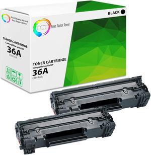 True Color Toner 36A Toner Cartridge 2 Pack - Premium Compatible Replacement for HP 36A CB436A Black Works With HP LaserJet P1505 P1505N M120 M120N M1522 1522F M1522N M1522NF M1550