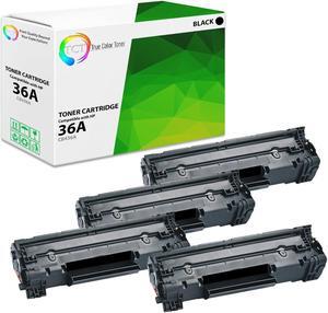 True Color Toner 36A Toner Cartridge 4 Pack - Premium Compatible Replacement for HP 36A CB436A Black Works With HP LaserJet P1505 P1505N M120 M120N M1522 1522F M1522N M1522NF M1550