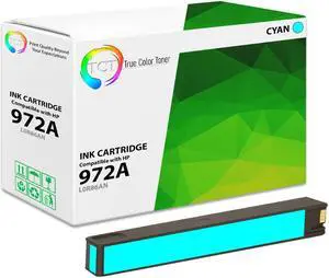 True Color Toner 972A Cyan Ink Cartridge - Premium Compatible Replacement for HP 972A L0R86AN Cyan Works With HP PageWide Pro 352dw 377dw 452dn 477dn 477dw 552dw 577z