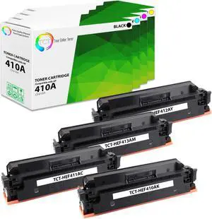 True Color Toner 410A Toner Cartridge 4 Pack - Premium Compatible Replacement for HP 410A CF410A CF411A CF412A CF413A Works With HP LaserJet Pro M452DN M452DW M452NW MFP M477FDN