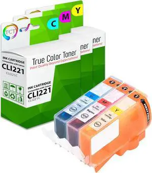 TCT CLI221 Color Ink Cartridge 3 Pack - Premium Compatible Replacement for Canon CLI-221 CLI221 Works With Canon Pixma iP3600 iP4600 MP540 MP560 MP990 MX860 MX870