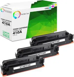 True Color Toner 410A Color Toner Cartridge 3 Pack - Premium Compatible Replacement for HP 410A CF411A CF412A CF413A Works With HP LaserJet Pro M452DN M452DW M452NW MFP M477FDN MFP M477