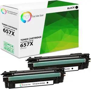 True Color Toner 657X Black Toner Cartridge 2 Pack - Premium Compatible Replacement for HP 657X CF470X Black High Yield Works With HP Color LaserJet Enterprise M681 M682