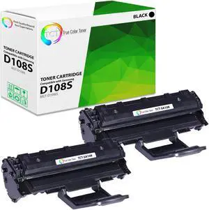 True Color Toner D108S Toner Cartridge 2 Pack - Premium Compatible Replacement for Samsung MLT-D108S Black Works With Samsung ML-1640 1641 2240 2241