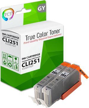 True Color Toner CLI251 Grey Ink Cartridge 2 Pack - Premium Compatible Replacement for Canon CLI-251 CLI251 Gray Works With Canon Pixma MX922 MG5420 MG6320 MX722 IP7220 MG5422