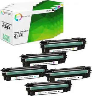True Color Toner 656X Toner Cartridge 5 Pack - Premium Compatible Replacement for HP 656X CF460X CF461X CF462X CF463X High Yield Works With HP Color LaserJet Enterprise M652 M653  -BK C M Y