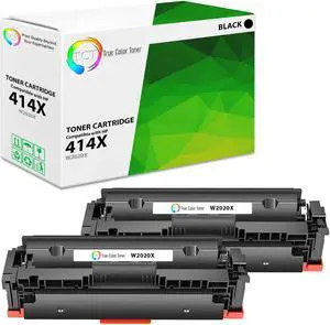 True Color Toner 414X Black Toner Cartridge 2 Pack - Premium Compatible Replacement for HP 414X W2020X Black High Yield Works With HP Color LaserJet Pro M454 MFP M479