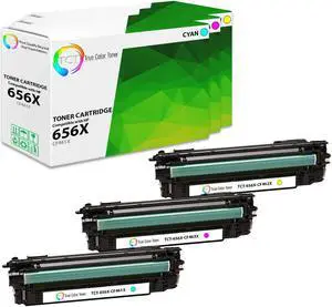 True Color Toner 656X Color Toner Cartridge 3 Pack - Premium Compatible Replacement for HP 656X CF461X CF462X CF463X High Yield Works With HP Color LaserJet Enterprise M652 M653