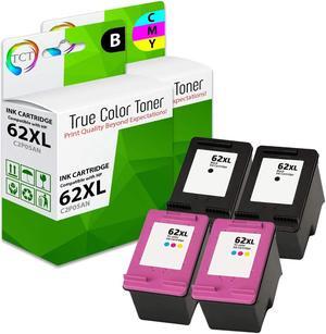 True Color Toner 62XL Ink Cartridge 4 Pack - Premium Compatible Replacement for HP 62XL 62 XL Works With HP Envy 5640 5642 5643 OfficeJet 5745 5740
