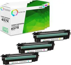 True Color Toner 657X Color Toner Cartridge 3 Pack - Premium Compatible Replacement for HP 657X CF471X CF473X CF472X High Yield Works With HP Color LaserJet Enterprise M681 M682