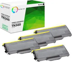 True Color Toner TN360 Toner Cartridge 4 Pack - Premium Compatible Replacement for Brother TN-360 TN360 Black Works With Brother HL-2140 2150N 2170W DCP-7030 7045N MFC-7320 7345N 7450 7840W