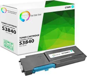 True Color Toner S3840 Cyan Toner Cartridge - Premium Compatible Replacement for Dell S3840 S3845 593-BCBF Cyan Works With Dell S3840 S3840cdn S3845cdn