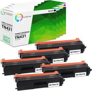 True Color Toner TN431 Toner Cartridge 5 Pack - Premium Compatible Replacement for Brother TN431BK TN431C TN431M TN431Y Works With Brother HL-L8260CDW L8360CDW L8360CDWT MFC-L8610CDW