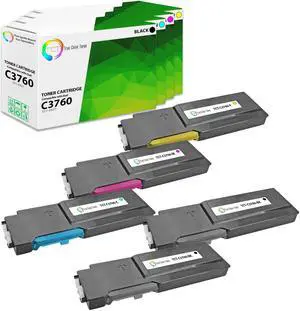 True Color Toner 3760 Toner Cartridge 5 Pack - Premium Compatible Replacement for Dell 331-8429 331-8432 331-8431 331-8430 Works With Dell C3760 C3760DN C3760N True Color Toner 3760 Toner Cartridge 5 Pack - Premium Compatible Replacement for Dell 331-8429 331-8432 331-8431 331-8430 Works With Dell C3760 C3760DN C3760N