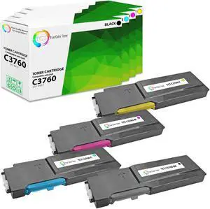 True Color Toner 3760 Toner Cartridge 4 Pack - Premium Compatible Replacement for Dell 331-8429 331-8432 331-8431 331-8430 Works With Dell C3760 C3760DN C3760N
