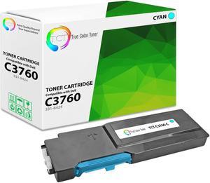 True Color Toner 3760 Cyan Toner Cartridge - Premium Compatible Replacement for Dell 331-8424 331-8428 331-8432 Cyan Works With Dell C3760 C3760DN C3760N