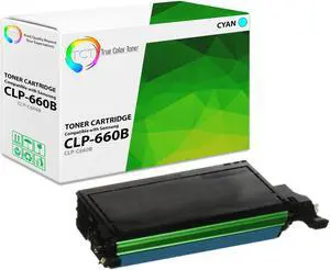 True Color Toner 660B Cyan Toner Cartridge - Premium Compatible Replacement for Samsung CLP-660B CLP-C660B Cyan Works With Samsung CLP-660N 610ND 660ND 611