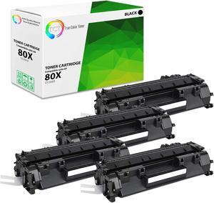 True Color Toner 80X Toner Cartridge 4 Pack - Premium Compatible Replacement for HP 80X CF280X Black High Yield Works With HP LaserJet Pro 400 M401A M401D M401N M401DN M401DNE M401DW MFP